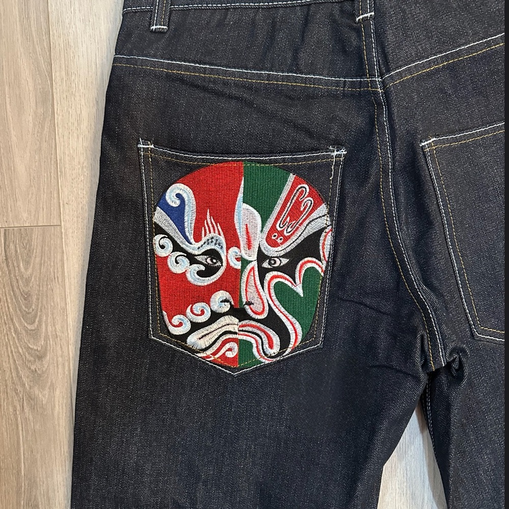 NEW TAGS! Y2K COOGI Embroidered Mexico Luchador Baggy Grey Jeans